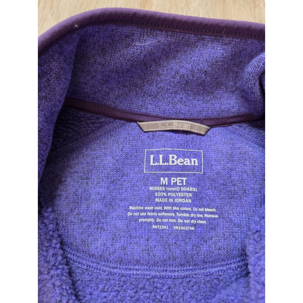 L.L.Bean Sweater Fleece Jacket Blue Full Zip Pockets Womens M Petite EUC - Picture 3 of 7